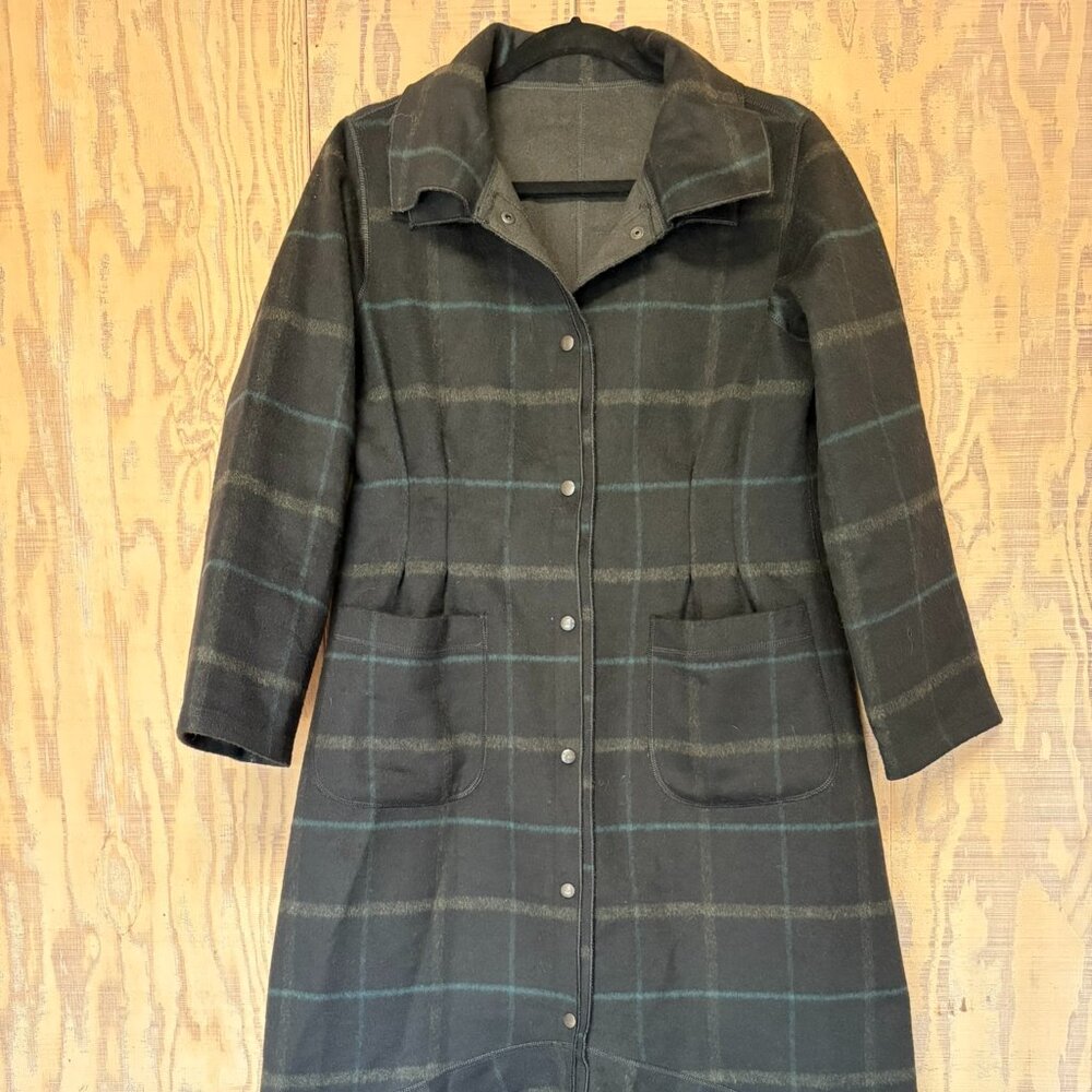 Womens Babette SF Wool Plaid Jacket Coat Snap Front Warm Ruffles Pockets Size XS
